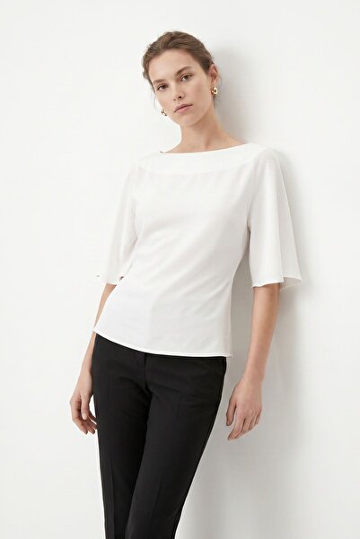 Rays Εκρού μπλούζα με φουσκωτά μανίκια και δέσιμο στην πλάτη 261128