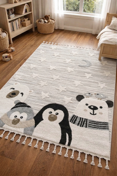 CarpetKA Home Kutup Hayvanları Desenli Çocuk Halısı