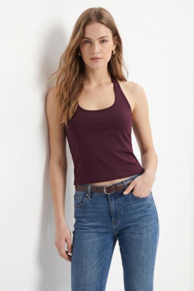 Rays Μπλούζα με γιακά halter σε χρώμα δαμασκηνί 2735