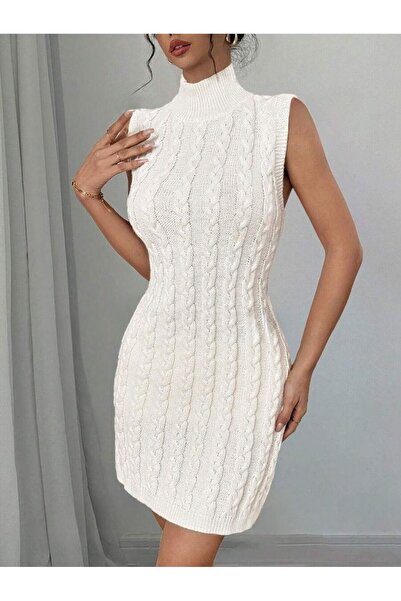 Iuliashop Rochie scurtă tricotată albă Salmine - S
