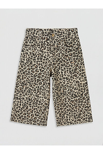 LC Waikiki Bej Leopar Desenli Kız Çocuk Şortolon