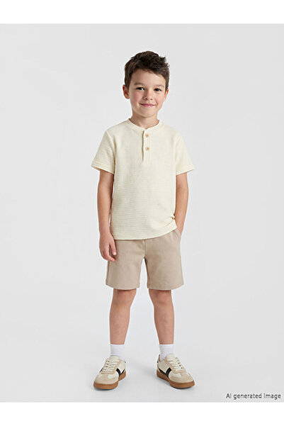 LC Waikiki Lcw Kids Beige Boy's T-Shirt and Shorts