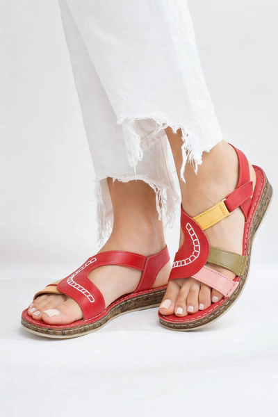 Lively Stylish Γυναικεία πολύχρωμα σανδάλια Nani από γνήσιο δέρμα με άνετη σό...