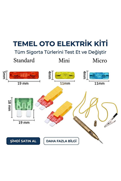 TEKNOLOJİK GARAJ 150 Parça Profesyonel Araç Sigorta Seti + Kontrol Kalemi & S...
