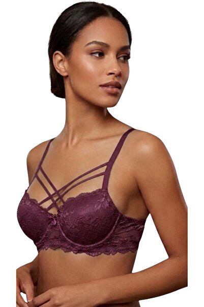 Ebru Silicone Lace Unpadded Underwire (Wire Bra) Double Crossed Strap Bra Ebr...