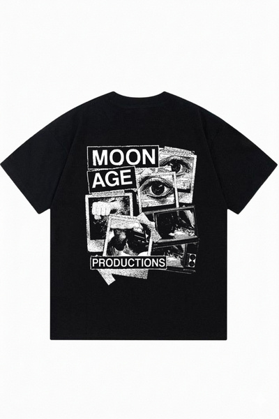 DASH WEAR Moon Age Black Oversize Crew Neck T-Shirt