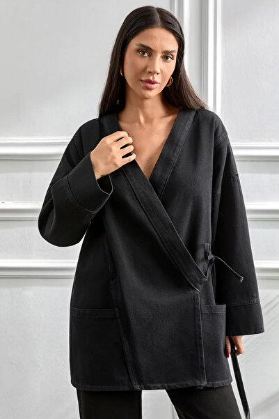 MİSSKAYLE Μπουφάν σε στυλ κιμονό |   Μοντέλο Oversize με τσέπες με κορδόνια