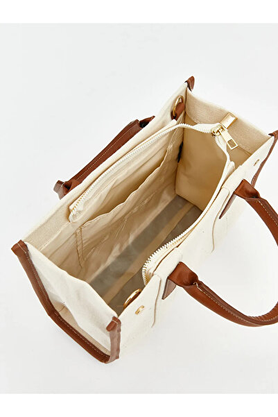 LC Waikiki Γυναικεία τσάντα ώμου σε μπεζ καμβά