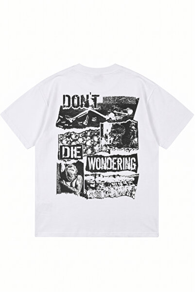 DASH WEAR The Wondering Printed White Oversize Crew Neck T-Shirt