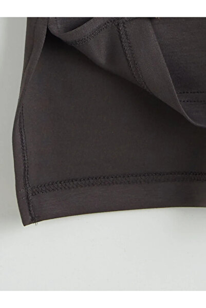 LC Waikiki Γκρι μπλούζα με λαιμόκοψη ποδηλάτου και κεντημένη με πέτρες