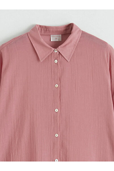 LC Waikiki Ροζ πουκαμισένιο γυναικείο φόρεμα παραλίας