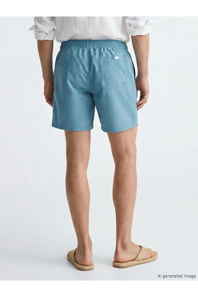 LC Waikiki Ανδρικό σορτς κολύμβησης σε κοντό μήκος με σχέδια σε τιρκουάζ χρώμα