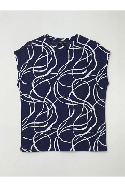 LC Waikiki Μπλούζα με μοτίβο με λαιμόκοψη σε μπλε ναυτικό