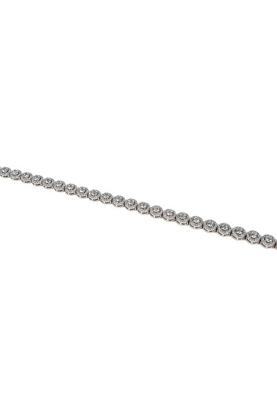 mySTILL Silver Bracelet 925 - with Zirconia - Fixed - 180 mm x 5 mm - Colorle...