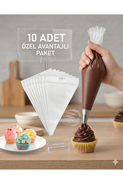 BRE HOME Profesyonel Pasta Süsleme Seti 10 Adet - Tek Kullanımlık Krema Sıkma...