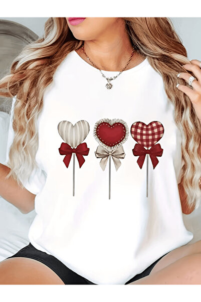 one button 3 τεμάχια Premium Oversize T-shirt με στάμπα Heart Lolipop