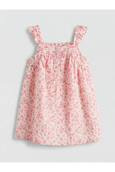 LC Waikiki Ροζ φόρεμα για κορίτσια με τετράγωνο γιακά και σχέδιο