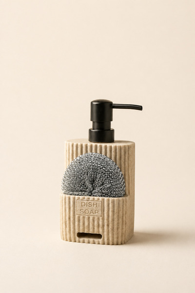 Mirilliahome Δοχείο υγρού σαπουνιού από πολυρητίνη με θήκη για σφουγγάρι, μον...