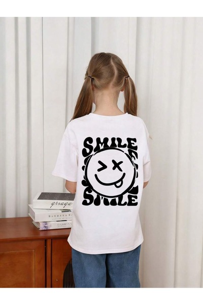 SVART WEAR تي شيرت للأطفال والمراهقين مطبوع عليه Smile، مصنوع من القطن بنسبة ...