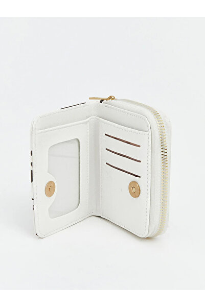 LC Waikiki Γυναικείο πορτοφόλι με φερμουάρ και δερμάτινη όψη σε χρώμα εκρού