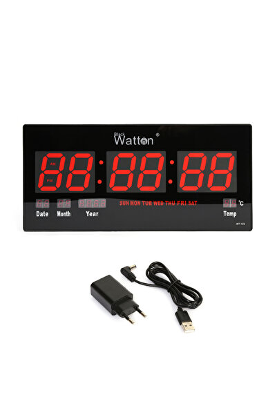 Watton Büyük Ekran LED Dijital Duvar Saati Tarih ve Sıcaklık Göstergeli WT-109