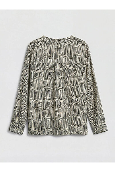 LC Waikiki Μπλούζα μπεζ με μοτίβο σε σχήμα παραμονόχρωμου γιακά