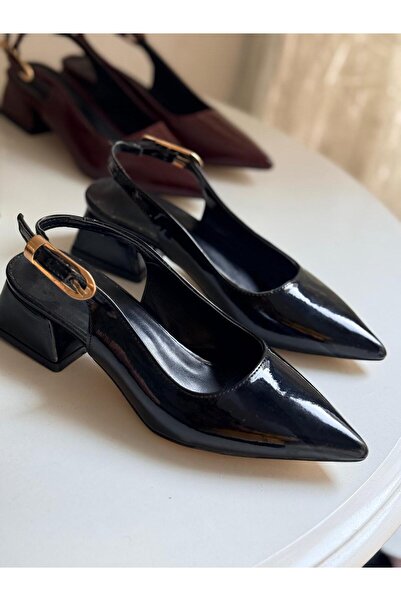 SENASTİL Y40 Κομψά γυναικεία παπούτσια με χαμηλό τακούνι και χρυσή αγκράφα με...