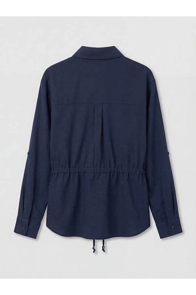 LC Waikiki Γυναικείο πουκάμισο σε μπλε ναυτικό χρώμα με κορδόνι στη μέση