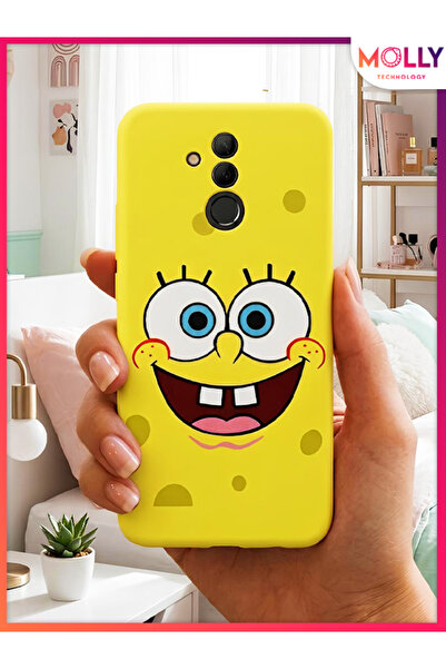 Molly HUAWEİ MATE 20 LİTE İçin SüngerBob Yüz Desenli Silikon Kılıf