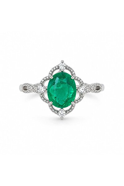 Home Natural Emerald Gemstone Adjustable Tarnish-Free Steel Ring – Premium Women's Ring
