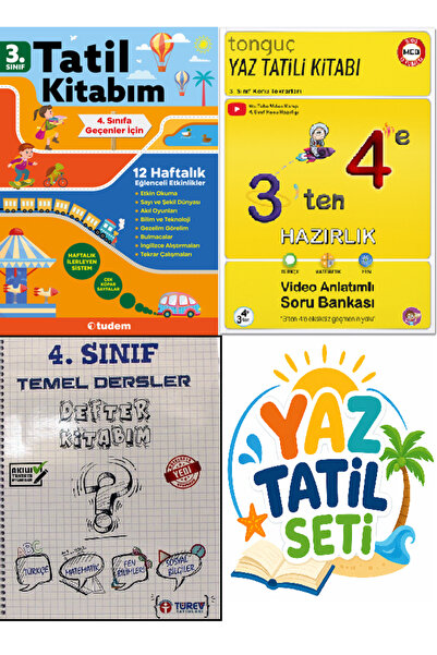 Tudem Yayınları 3.SINIF 3'DEN 4.SINIFA HAZIRLIK YAZ TATİL SETİ TUDEM TONGUÇ T...