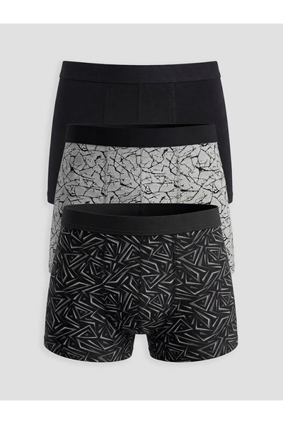 LC Waikiki Γκρι ανδρικό βαμβακερό μποξεράκι κανονικής εφαρμογής, σετ 3 τεμαχίων