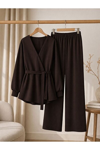 lobivia Kadın Kimono Alt-Üst Acı Kahve Takım