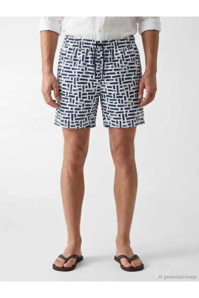 LC Waikiki Ανδρικό μαγιό με μοτίβο μπλέ μέχρι το γόνατο