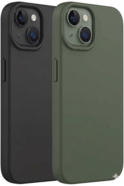 UNIQUE ME iPhone 13/14/15 Uyumlu Silikon Kılıf Seti Siyah-Asker Yeşili