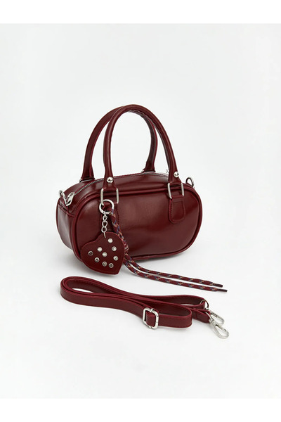 LC Waikiki Γυναικεία τσάντα ώμου με δερμάτινη εμφάνιση μπορντό