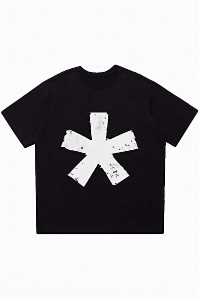 DASH WEAR Asterisk Printed Black Oversize Crew Neck T-Shirt