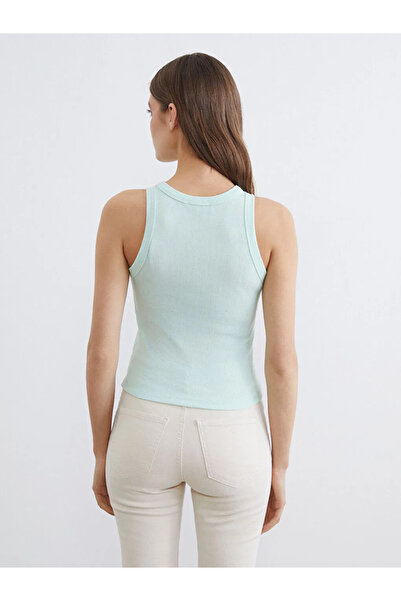 LC Waikiki Γυναικείο Αθλητικό Μπλουζάκι Τυρκουάζ με Λαιμόκοψη Ποδηλάτου