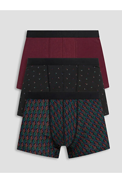 LC Waikiki Μαύρο Standard Mold Cotton Flexible Ανδρικό Boxer Σετ 3 τεμαχίων