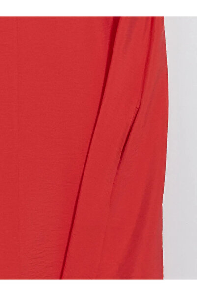 LC Waikiki Πορτοκαλί φόρεμα σε γραμμή Α με λαιμόκοψη V και τιράντες