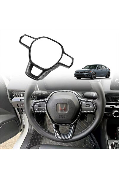 Honda Civic 2022–2026 (11. Nesil) uyumlu, direksiyon paneli için premium karbon fiber kaplama (tek parça)
