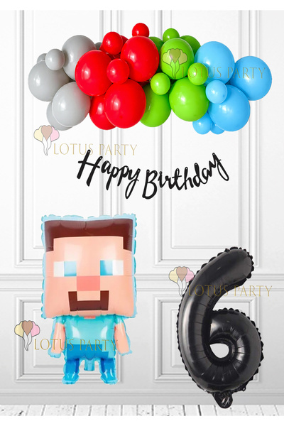 LOTUS PARTY Minecraft set za žurku - Minecraft balon od folije - Balon sa bro...