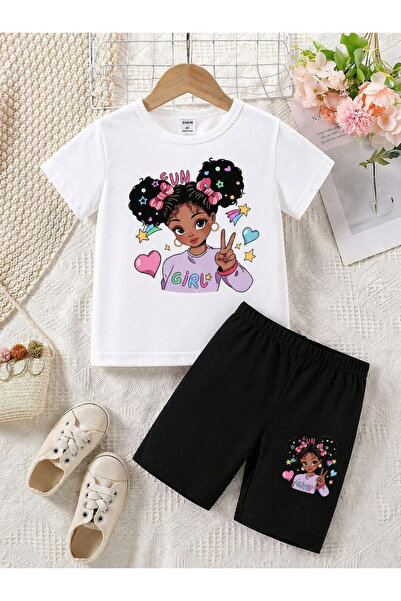 VODEXA Boy's - Girl's T-Shirt Shorts Set 100% Cotton Summer Comfortable Fit P...