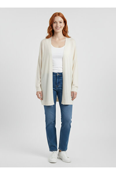 Neden Tekstil Γυναικεία Ζακέτα Πλεκτή Oversize - Μακρυμάνικη, Εκρού