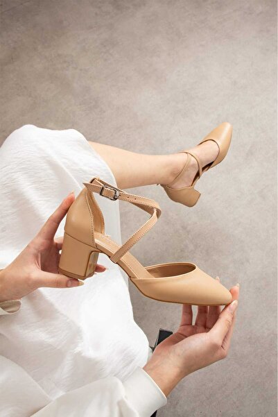 TrendWalk Women's Skin Color Matte Medium Heeled Stylish Evening Dress Shoes ...