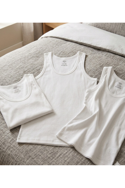 Shine Elagance White 100% Cotton Thick Strap 3-Pack Men's Undershirts