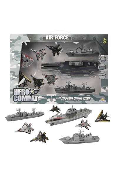 Feyza Oyuncak Hero Combat Erkek Çocuk Oyuncak Asker Seti Uçak Gemisi ve Jet F...