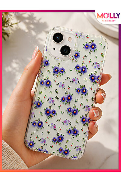 Molly iPhone 13 İçin Lavender Garden Desenli Silikon Kılıf