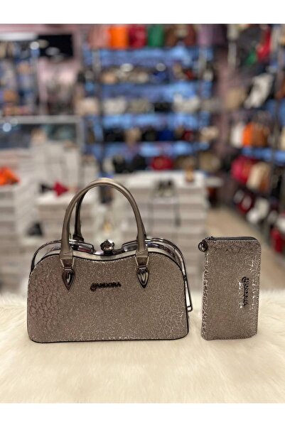 Pandora Bags Kadın Bordo Rugan Çanta Cüzdan Seti Duman Geçişli Şık Kombin El ...