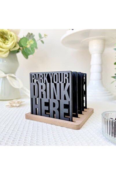 ReklamX Set of 5 Laser Cut Design Coasters - "Park Your Drink Here" Decorativ...